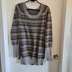 Cozy Striped Sweater Dress with Tie Waist – Size S/M